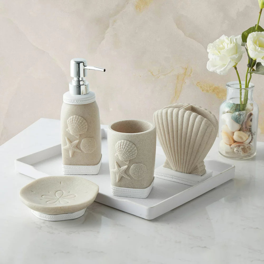 4 Piecec Coastal Shell Bathroom Set