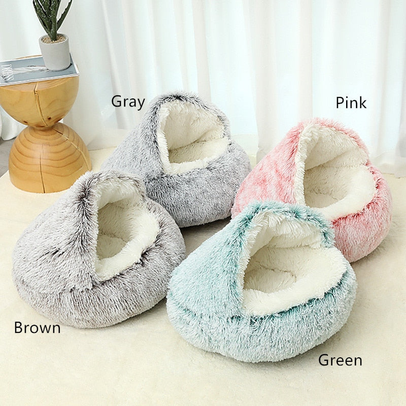 2 in 1Pet Dog Cat Bed Round Plush Warm Sleeping Bed 