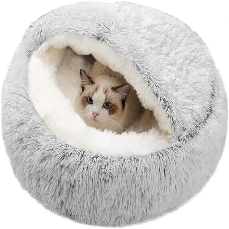 2 in 1Pet Dog Cat Bed Round Plush Warm Sleeping Bed 